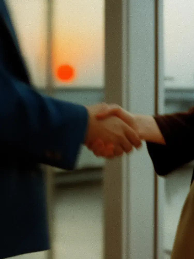 Person walking in motion blur with neon lighting effect.